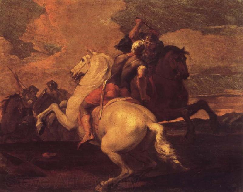 Francesco Simonini Two battle ends horseman France oil painting art
